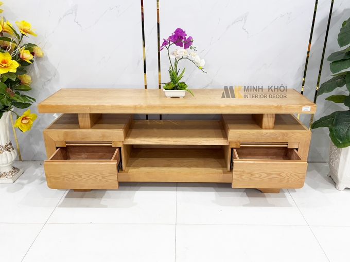 Kệ tivi gỗ Sồi hiện đại 2 hộc kéo tiện ích - KTV922