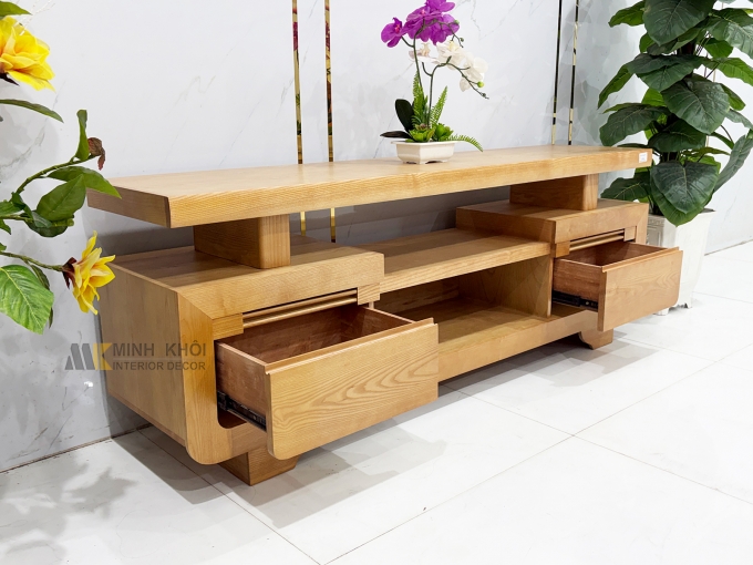 Kệ tivi gỗ Sồi hiện đại 2 hộc kéo tiện ích - KTV922