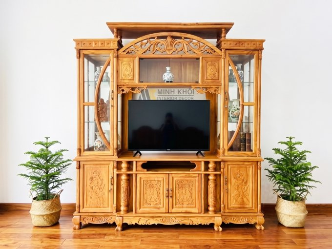 Kệ Tivi Kết Hợp Tủ Rượu Gỗ Gõ Đỏ - KTV2030