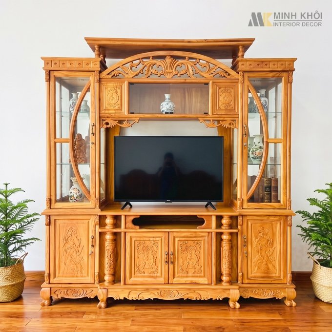 Kệ Tivi Kết Hợp Tủ Rượu Gỗ Gõ Đỏ - KTV2030