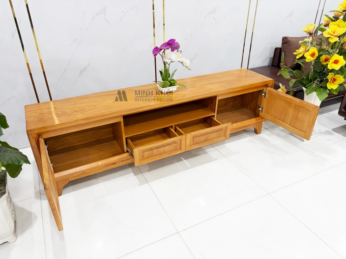Kệ Tivi Phòng Khách Gỗ Gõ Đỏ Hiện Đại 4 Hộc - KTV954