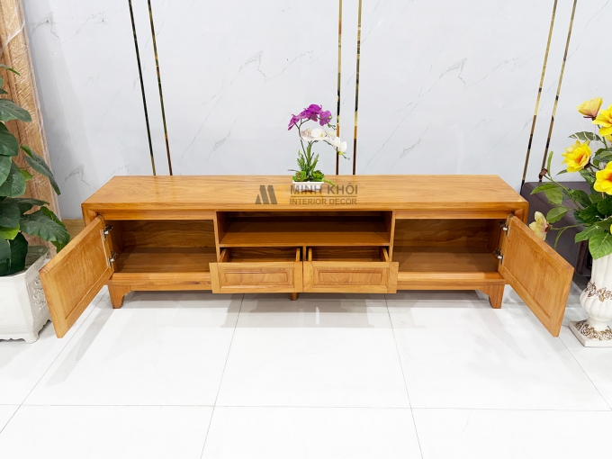 Kệ Tivi Phòng Khách Gỗ Gõ Đỏ Hiện Đại 4 Hộc - KTV954