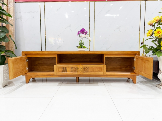 Kệ Tivi Phòng Khách Gỗ Gõ Đỏ Hiện Đại 4 Hộc - KTV954