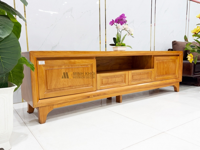 Kệ Tivi Phòng Khách Gỗ Gõ Đỏ Hiện Đại 4 Hộc - KTV954