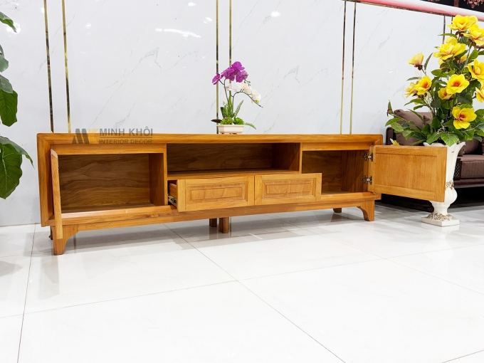 Kệ Tivi Phòng Khách Gỗ Gõ Đỏ Hiện Đại 4 Hộc - KTV954