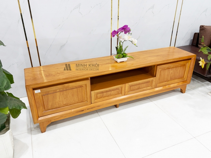 Kệ Tivi Phòng Khách Gỗ Gõ Đỏ Hiện Đại 4 Hộc - KTV954