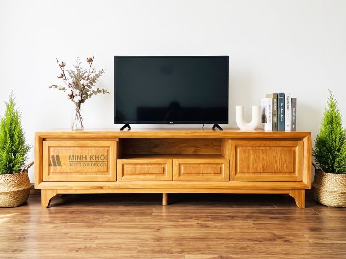 Kệ Tivi Phòng Khách Gỗ Gõ Đỏ Hiện Đại 4 Hộc - KTV954
