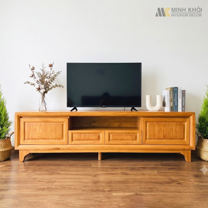 Kệ Tivi Phòng Khách Gỗ Gõ Đỏ Hiện Đại 4 Hộc - KTV954