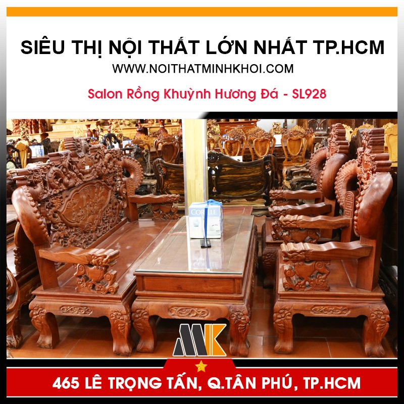 Bộ Salon Rồng Khuỳnh Gỗ Hương Đá - SL928