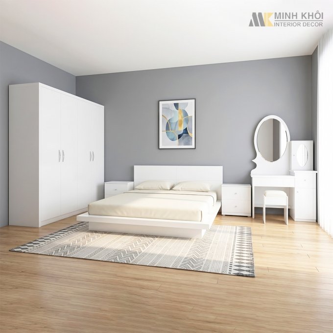Nội Thất Phòng Ngủ Hiện Đại Trọn Bộ Màu Trắng - BPN902