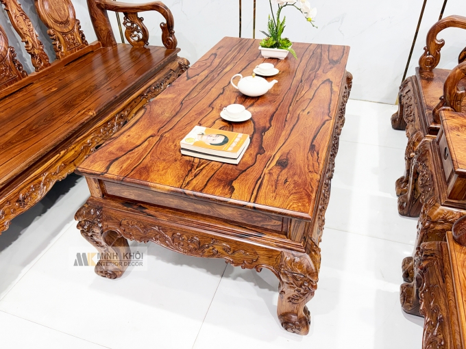 Salon Đào Gỗ Cẩm Lai Tay 12 Bộ 6 Món Mặt Liền - SL145