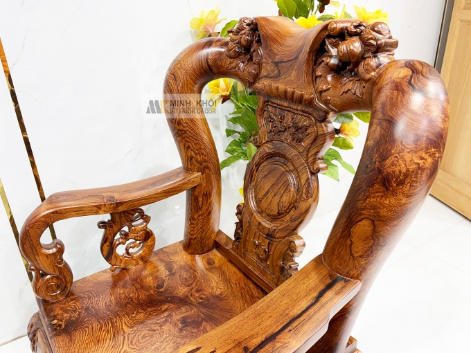 Salon Đào Gỗ Cẩm Lai Tay 12 Bộ 6 Món Mặt Liền - SL145