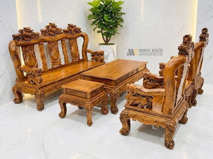 Salon Gỗ Cẩm Lai Chạm Nghê 6 Món Đẳng Cấp – SL249