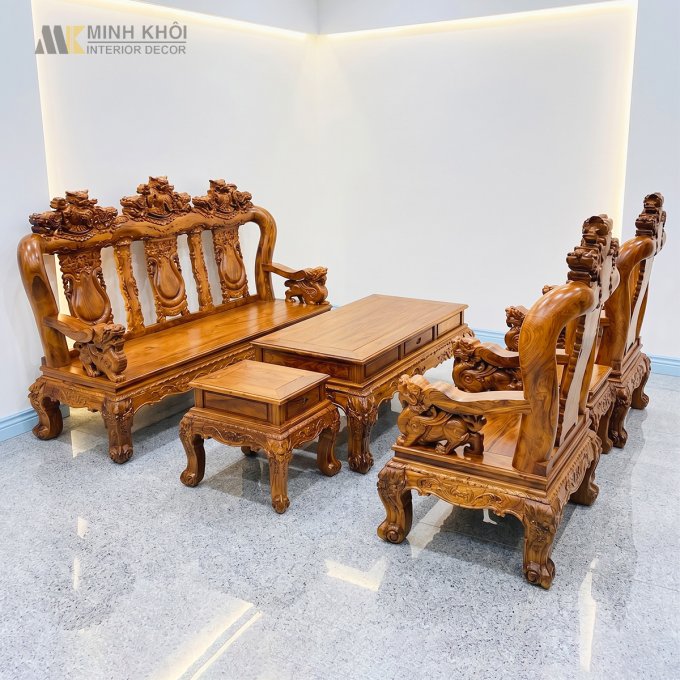 Salon Gỗ Cẩm Lai Chạm Nghê 6 Món Đẳng Cấp – SL249