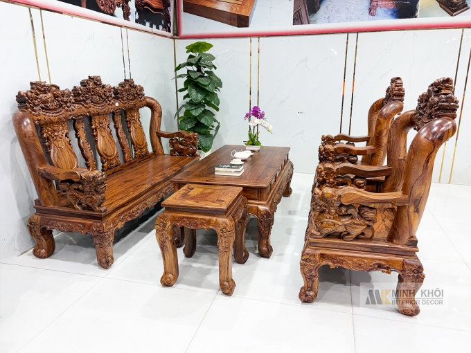Salon Gỗ Cẩm Lai Nghê Bảo Đỉnh Tay 12 6 Món - SL989