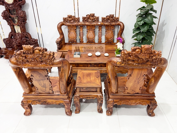 Salon Gỗ Cẩm Lai Nghê Bảo Đỉnh Tay 12 6 Món - SL989