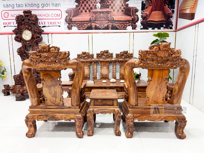 Salon Gỗ Cẩm Lai Nghê Bảo Đỉnh Tay 12 6 Món - SL989