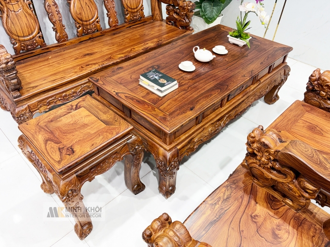 Salon Gỗ Cẩm Lai Nghê Bảo Đỉnh Tay 12 6 Món - SL989