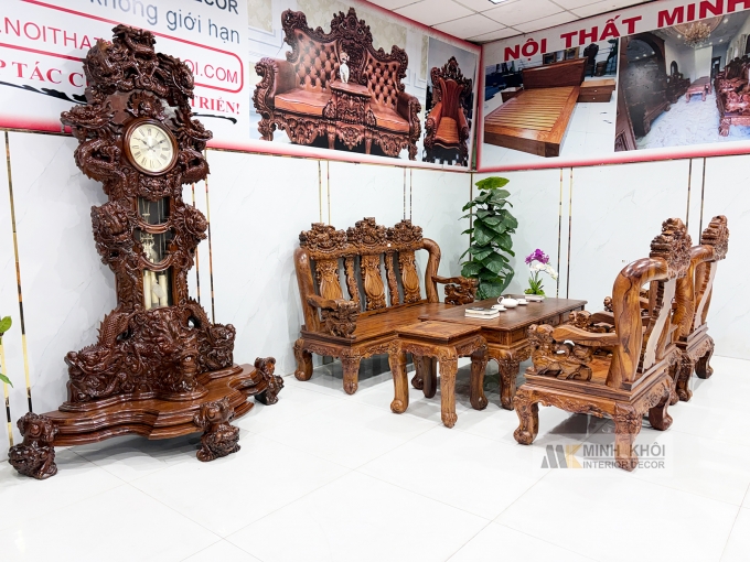 Salon Gỗ Cẩm Lai Nghê Bảo Đỉnh Tay 12 6 Món - SL989