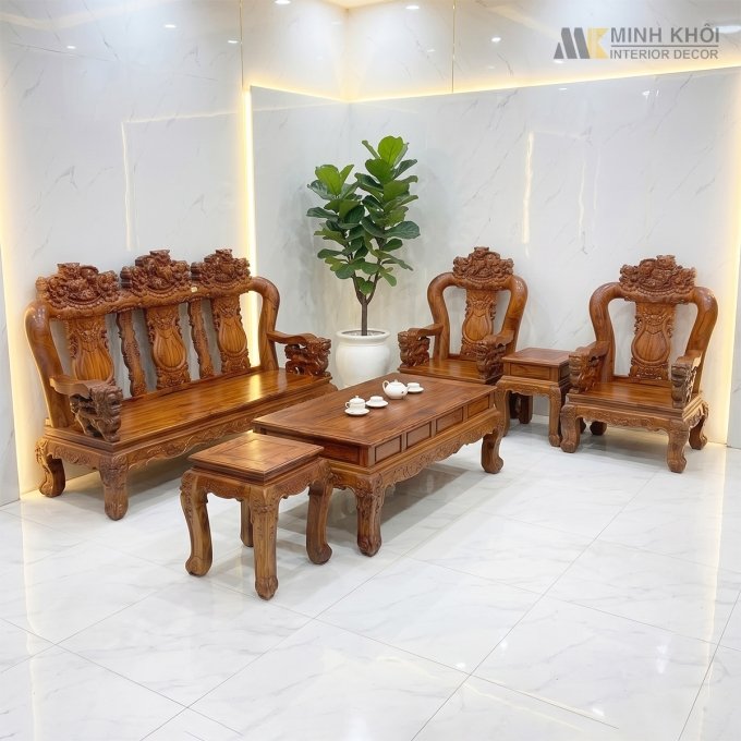Salon Gỗ Cẩm Lai Nghê Bảo Đỉnh Tay 12 6 Món - SL989