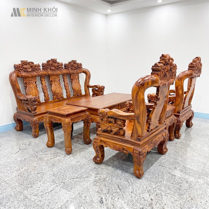 Salon Gỗ Cẩm Lai Nghê Bảo Đỉnh Tay 12 6 Món - SL989