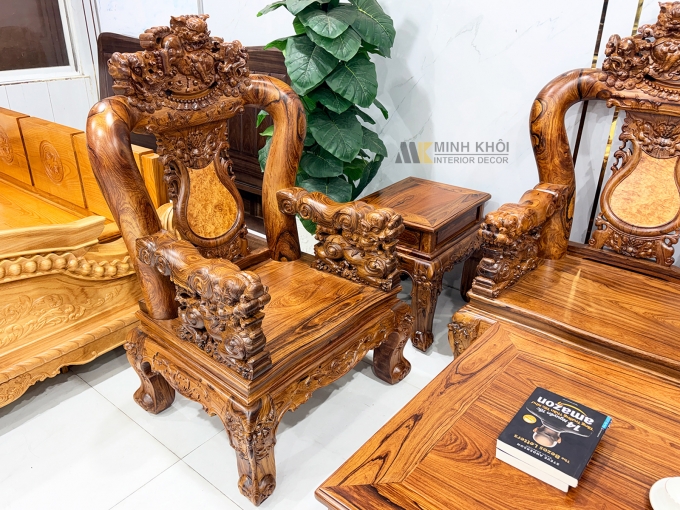 Salon Gỗ Cẩm Lai Tay 12 Chạm Nghê Cao Cấp - SL896