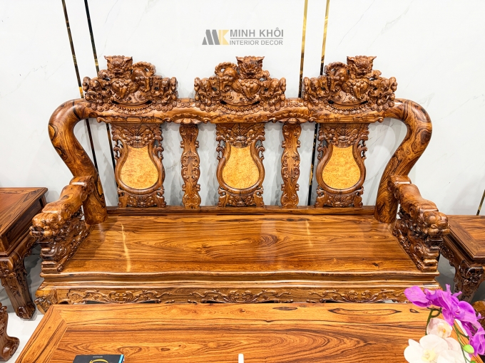 Salon Gỗ Cẩm Lai Tay 12 Chạm Nghê Cao Cấp - SL896