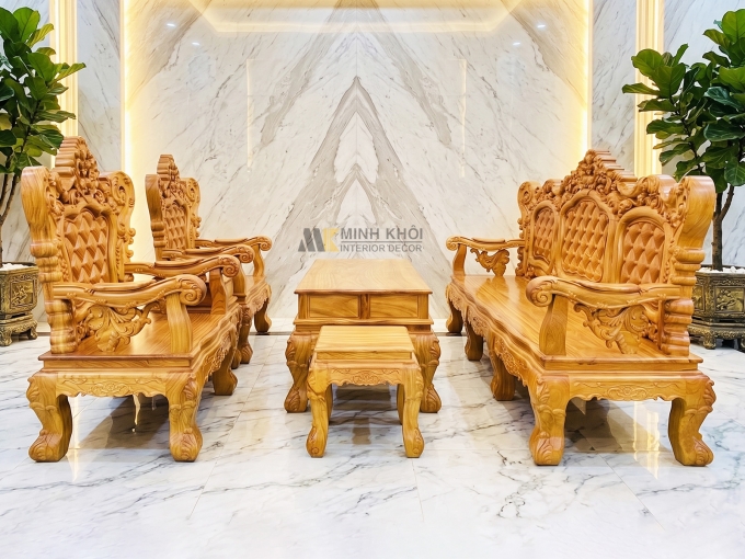 Salon gỗ gõ đỏ Hoàng gia cao cấp - SL3006