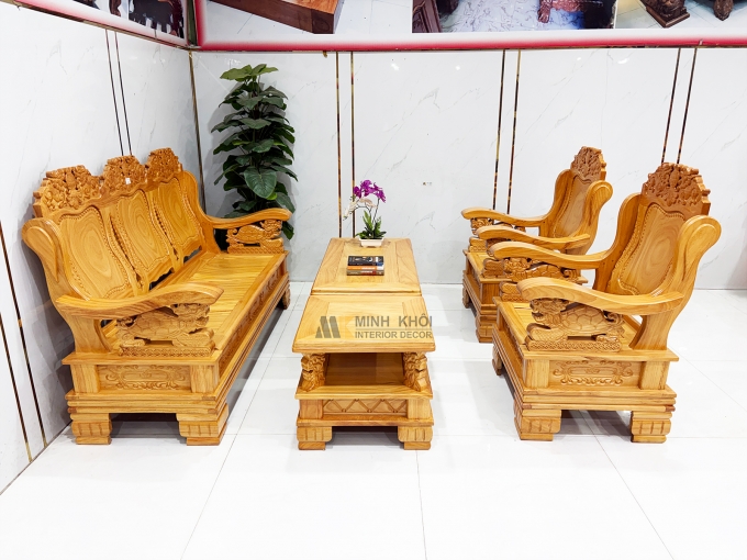 Salon Gỗ Gõ Đỏ Thúng Đỉnh Lân Tay Rùa - SL3012