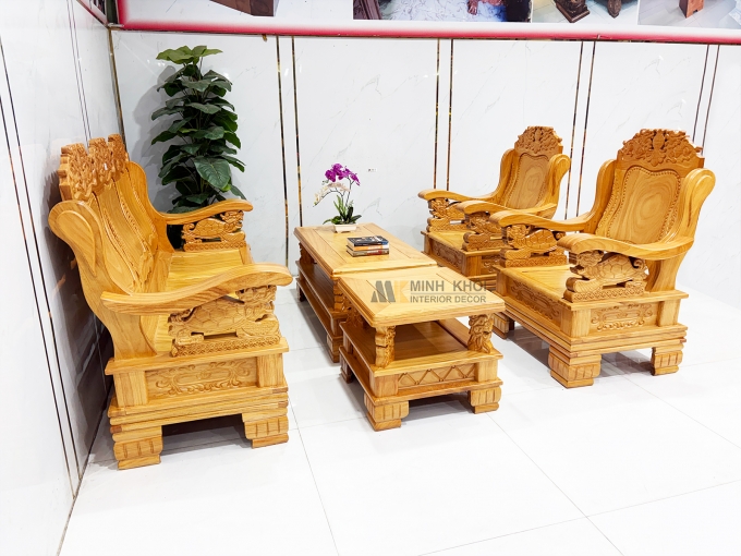 Salon Gỗ Gõ Đỏ Thúng Đỉnh Lân Tay Rùa - SL3012