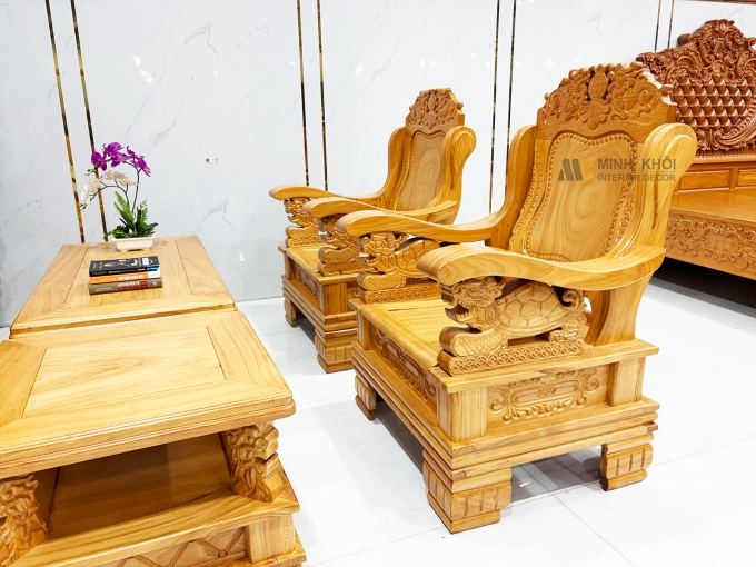 Salon Gỗ Gõ Đỏ Thúng Đỉnh Lân Tay Rùa - SL3012