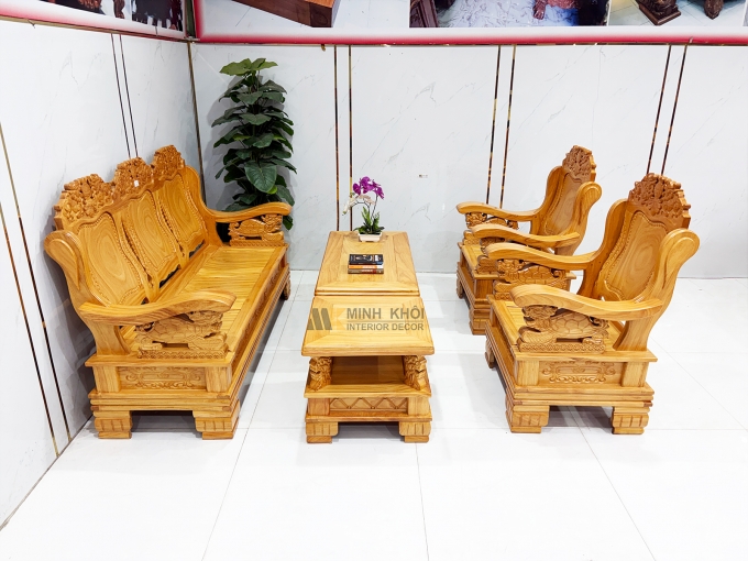 Salon Gỗ Gõ Đỏ Thúng Đỉnh Lân Tay Rùa - SL3012