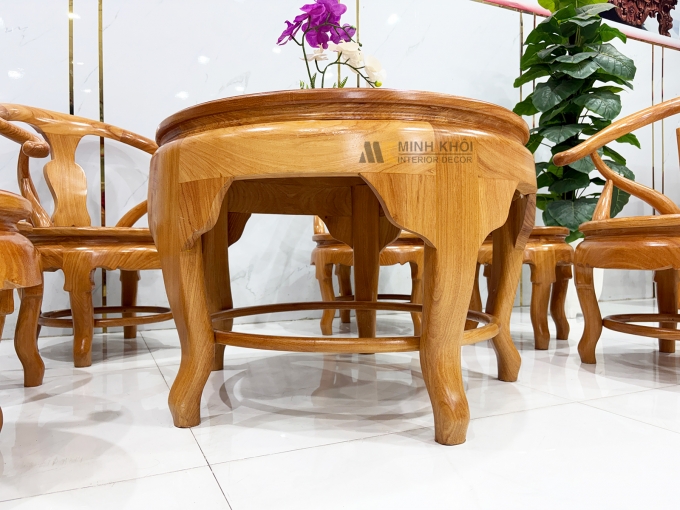 Salon Gỗ Gõ Đỏ Thúng Mặt Liền 7 Món - SL938