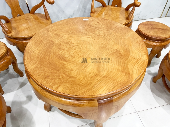 Salon Gỗ Gõ Đỏ Thúng Mặt Liền 7 Món - SL938