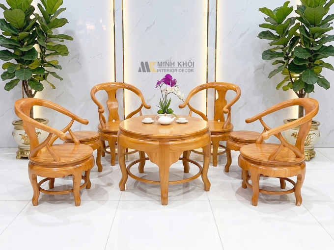 Salon Gỗ Gõ Đỏ Thúng Mặt Liền 7 Món - SL938
