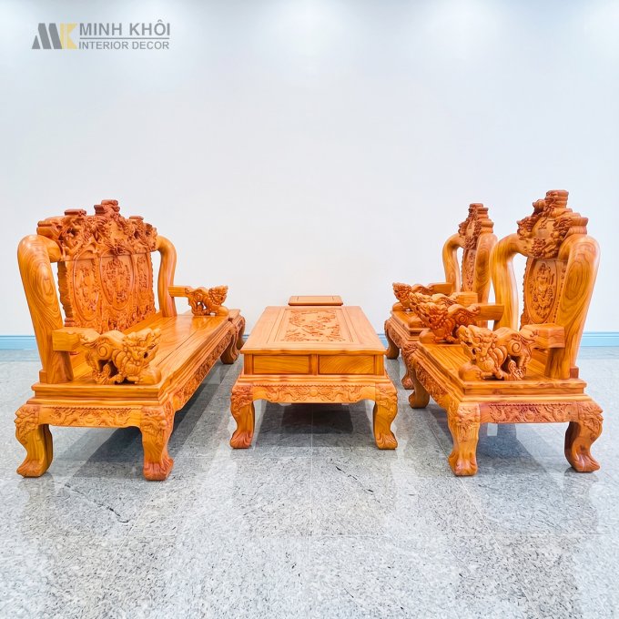 Salon Gỗ Hương Đá Nghê Phượng Tay 14 - SL956
