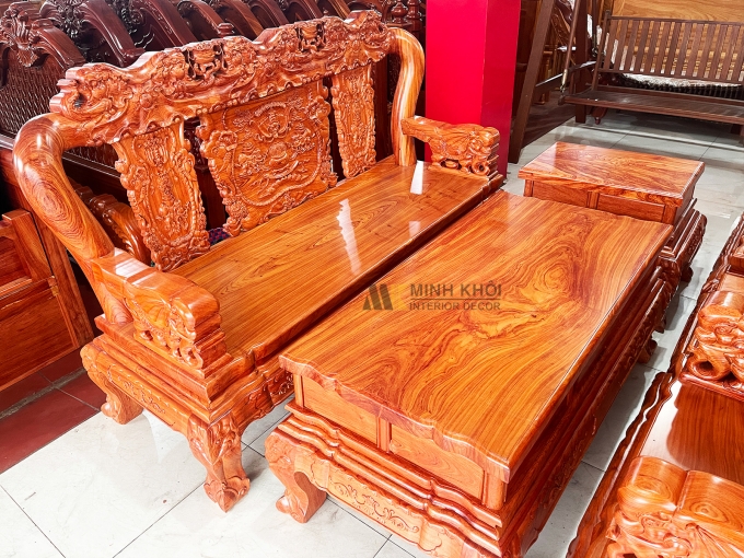 Salon Gỗ Hương Đá Tay 12 Chạm Voi – SL988