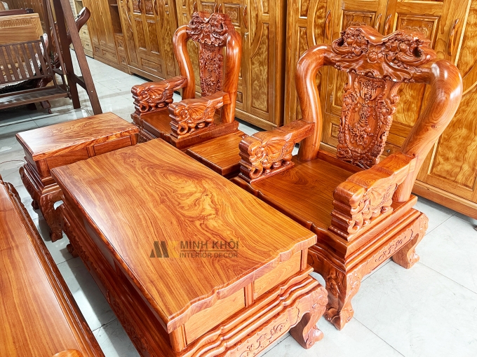 Salon Gỗ Hương Đá Tay 12 Chạm Voi – SL988
