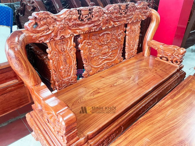 Salon Gỗ Hương Đá Tay 12 Chạm Voi – SL988