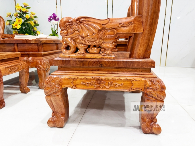 Salon Gỗ Hương Đá Tay 12 Chạm Voi – SL988