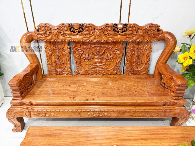 Salon Gỗ Hương Đá Tay 12 Chạm Voi – SL988