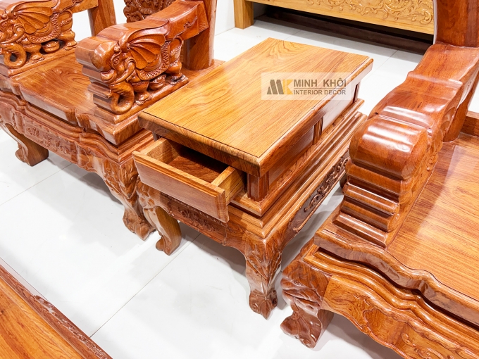 Salon Gỗ Hương Đá Tay 12 Chạm Voi – SL988