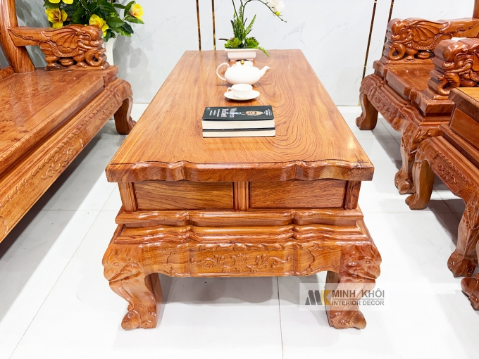 Salon Gỗ Hương Đá Tay 12 Chạm Voi – SL988