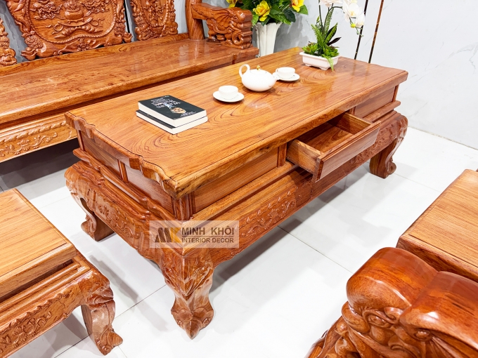 Salon Gỗ Hương Đá Tay 12 Chạm Voi – SL988