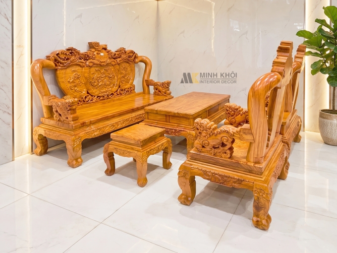 Salon Gỗ Hương Đá Tay 12 Nghê Bảo Đỉnh (Đặc Biệt) - SL990