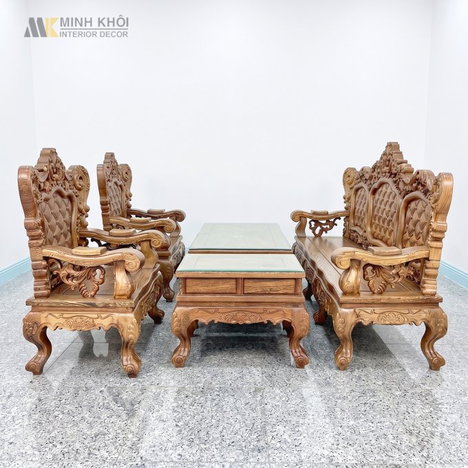 Salon Hoàng Gia Gỗ Mun Đuôi Công 6 Món - SL3015