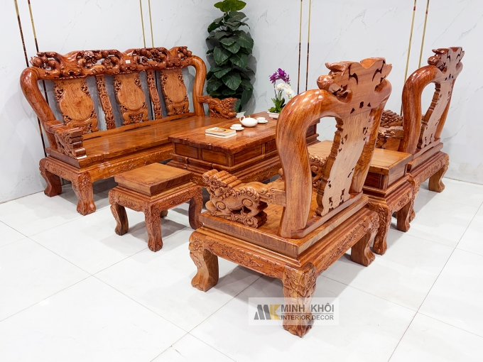 Salon Hương Đá Tay 12 Đào Nghê Mặt Liền 6 Món - SL977