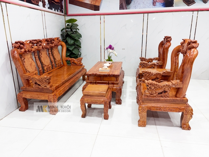 Salon Hương Đá Tay 12 Đào Nghê Mặt Liền 6 Món - SL977