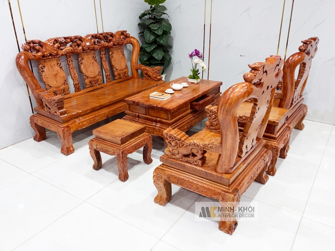 Salon Hương Đá Tay 12 Đào Nghê Mặt Liền 6 Món - SL977