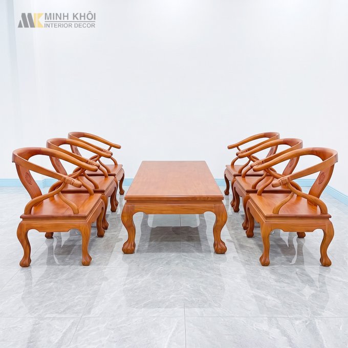 Salon Thúng Gõ Đỏ 6 Ghế Cao Cấp - SL165